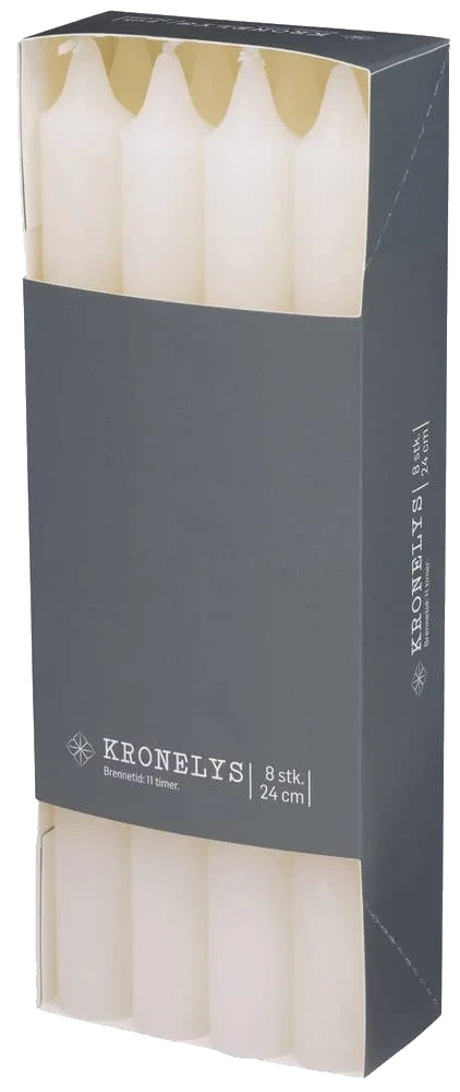 Kronelys champagne 24cm, 8 stk