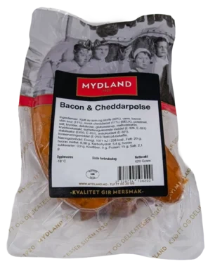 Bacon og Cheddarpølse Frys Mydland