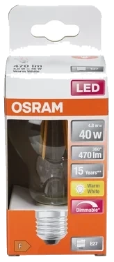 Led cl A 40 Dimbar Klar E27