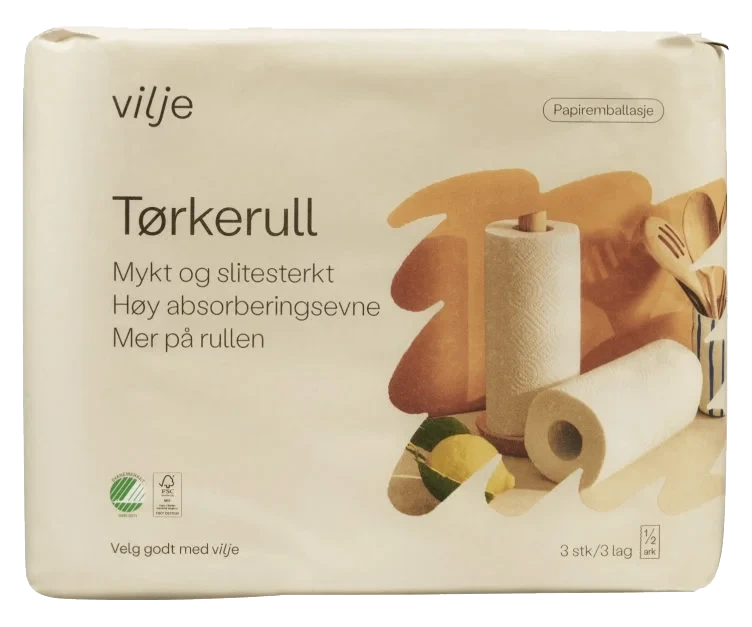 Tørkerull Soft 3rl i Papiremballasje Vilje
