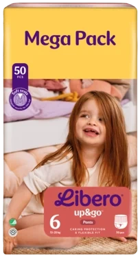 Libero Up&go 6 Mega Pack Buksebleie, 13–20 kg, 50 Stk.