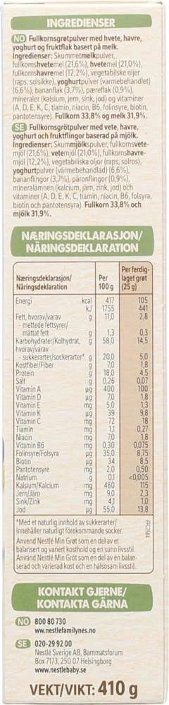 Min Fullkornsgrøt Yoghurt, pære og banan