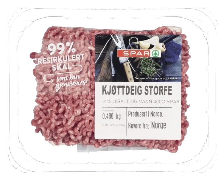 Kjøttdeig Storfe 14% u/Salt og Vann 400g Spar