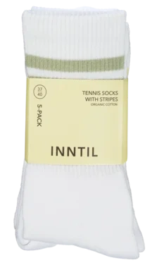 Tennis socks, 5 pairs, White with stripes, 37-45