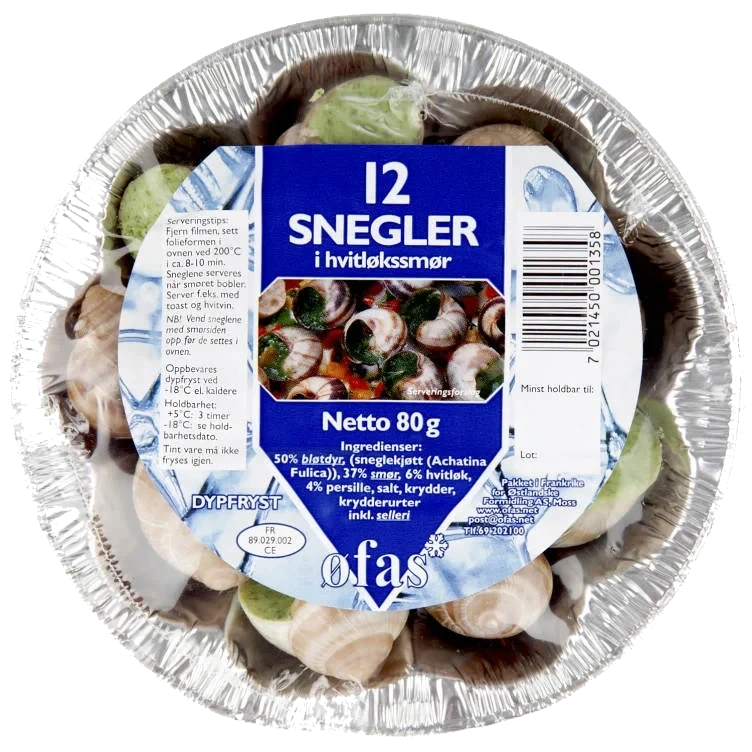 Øfas Snegler m/Hvitløksmør 85g