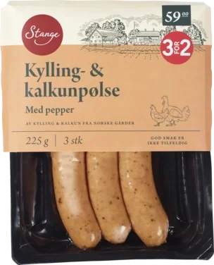 Kylling og Kalkunpølse med Pepper Stange 225g