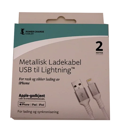 Ladekabel USB-Lightning Hvit 2M
