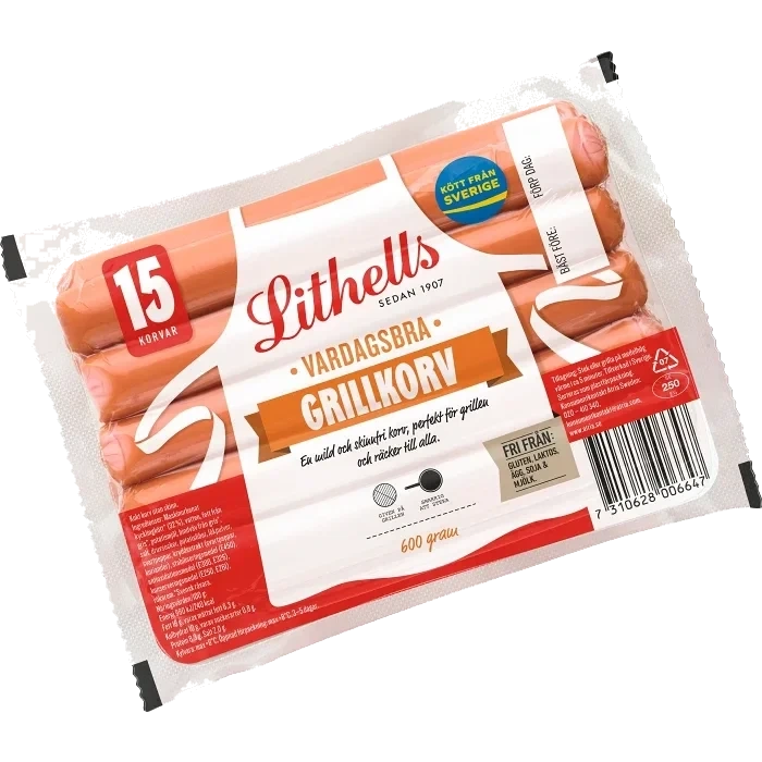 Grillkorv Vardagsbra 600g Lithells