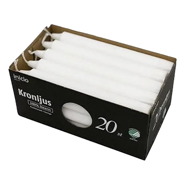 Hvite Kronlys - 20pk