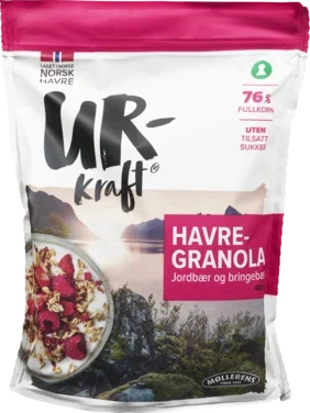 Havregranola Jordbær&bringebær 400g Urkraft