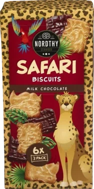 Nordthy Safari Biscuits Mælkechokolade (6x2 Stk.) 225g