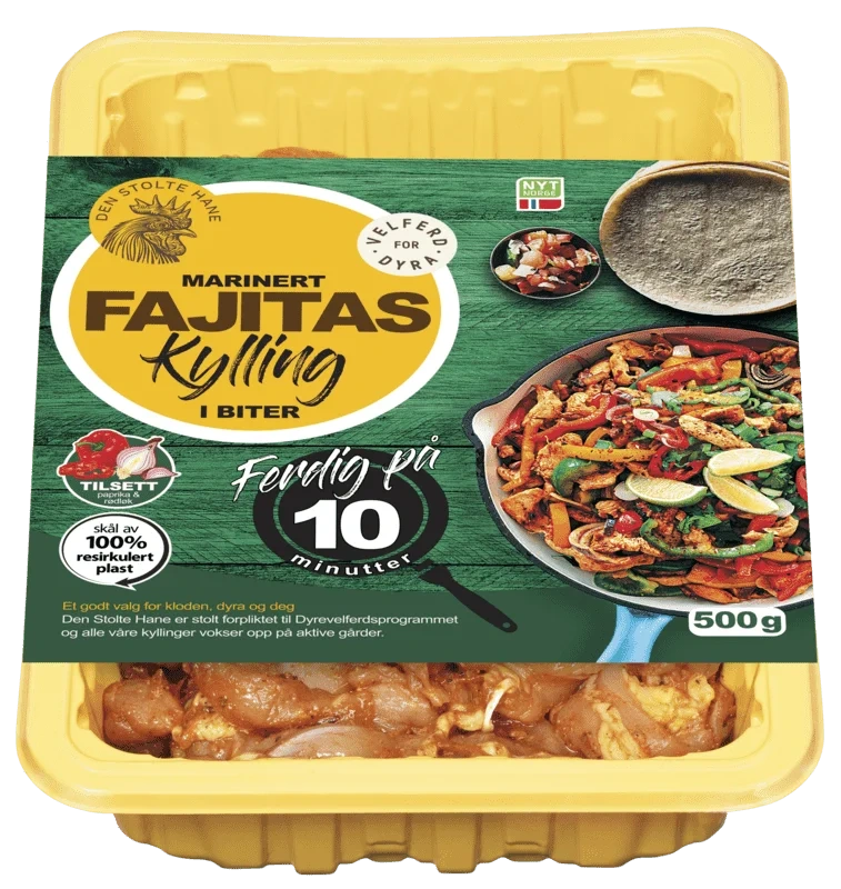Den Stolte Hane Kylling Lårkjøtt Fajitas 500g