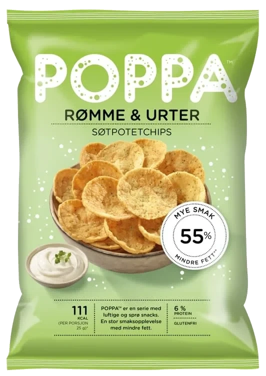 Poppa Søtpotet Rømme&Urter 80g