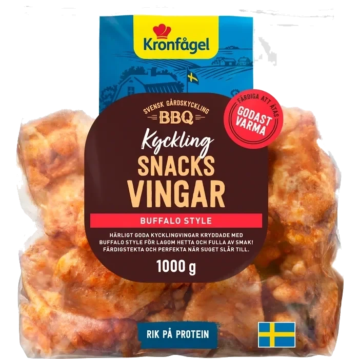 Kycklingvingar Färska Snacks Buffalo Style 1kg Kronfågel