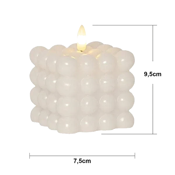 Blockljus LED Flamme Dot Vit 8,5x9,5cm
