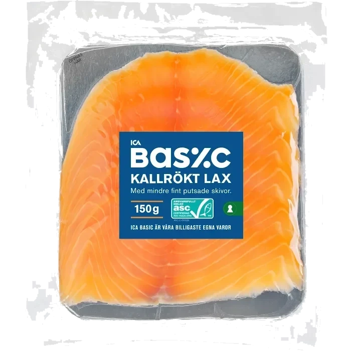 Lax Kallrökt Skivad Upptinad 150g ICA Basic