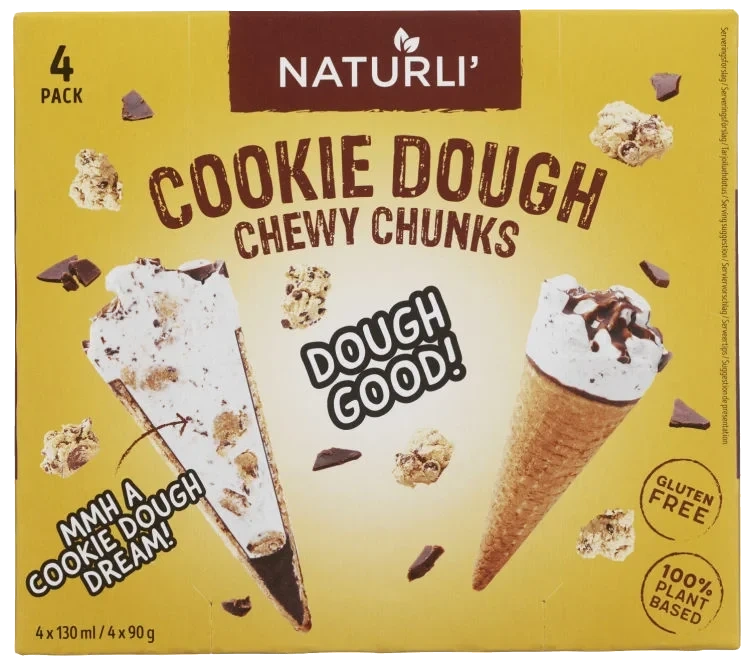 Krone-Is Cookie Dough 4pk Naturli'
