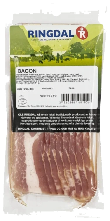 Bacon u/Svor Oppskjert Ringdal