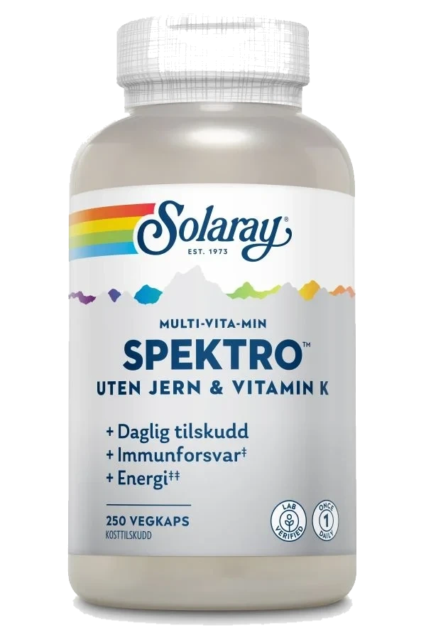 Solaray Spektro uten jern og vitamin K - 250 kap