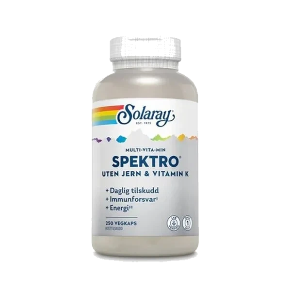 Solaray Spektro uten jern og vitamin K - 250 kap