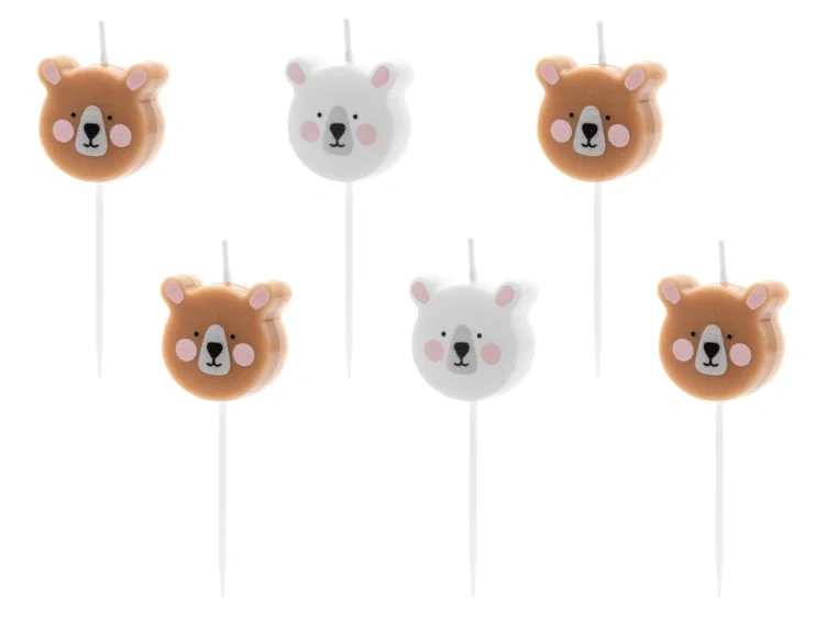 Kakelys Bamser På Stick 3cm 6stk Partydeco