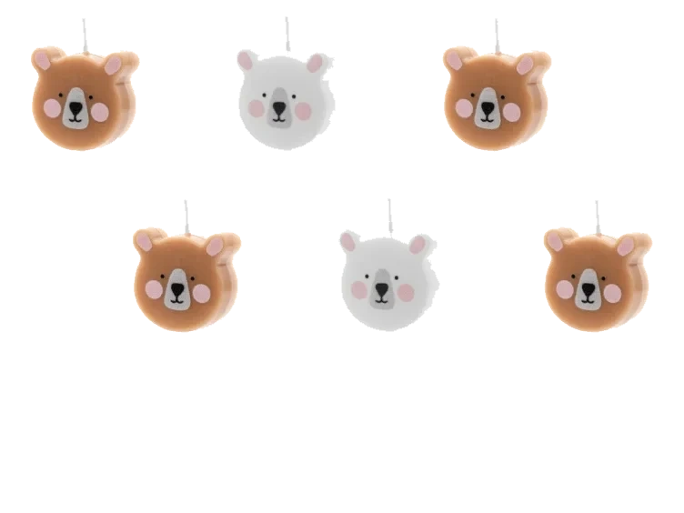Kakelys Bamser På Stick 3cm 6stk Partydeco
