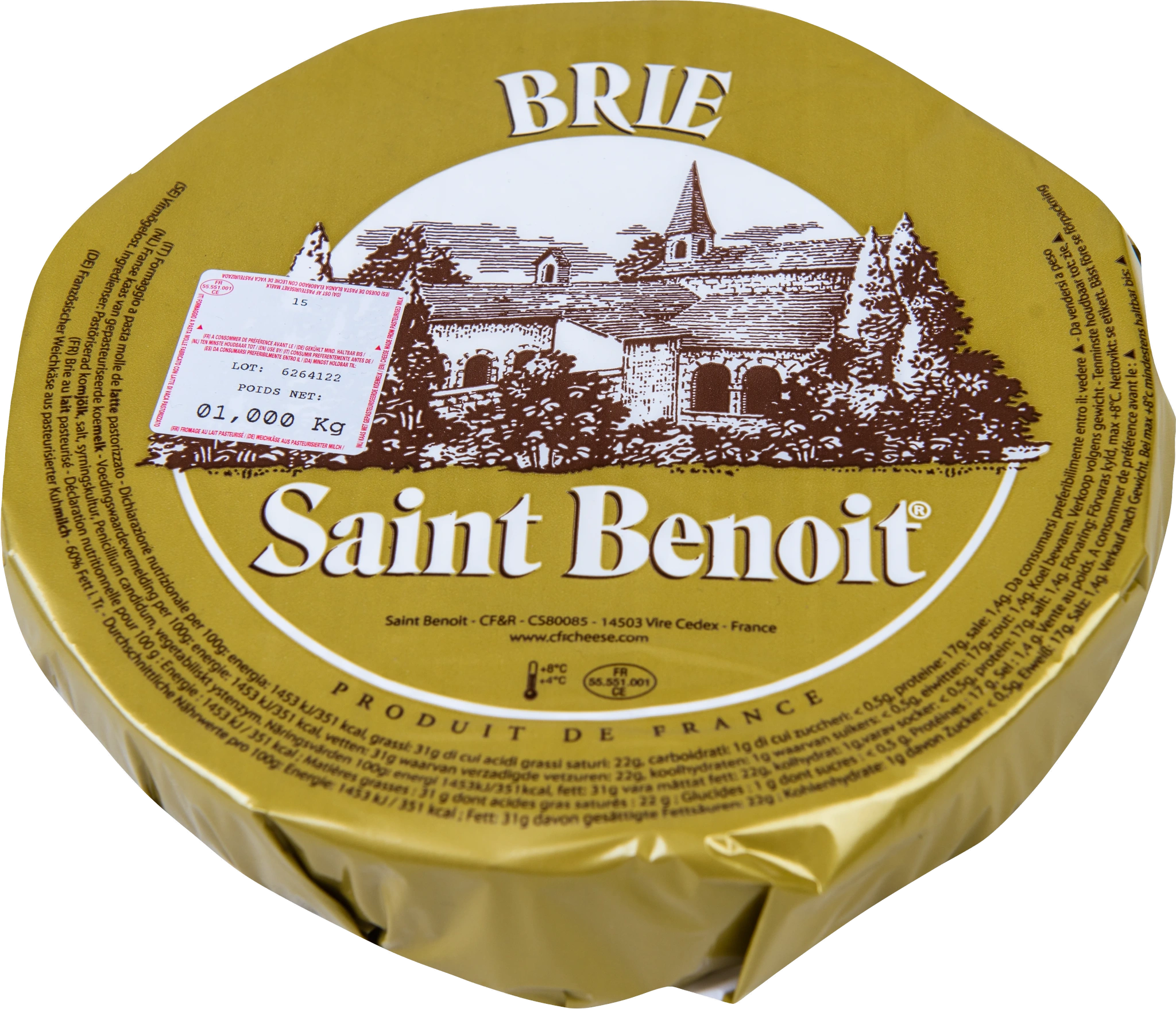 Fransk brie 31% vitmögelost 1000g