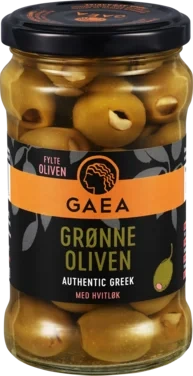 Gaea Grønne Oliven med Hvitløk 8x295g