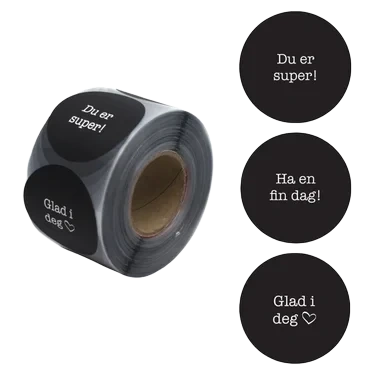 Etikett Hverdagslykke "glad i Deg" 50mm, 500 stk