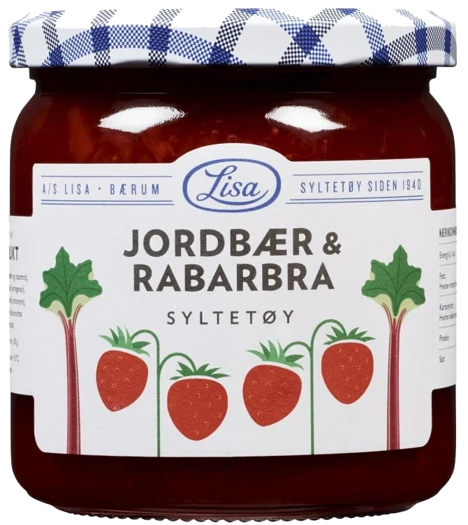Jordbær-rabarbrasyltetøy 420 g Lisa