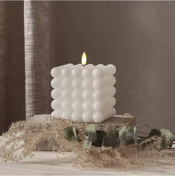 Blockljus LED Flamme Dot Vit 10x12,5cm