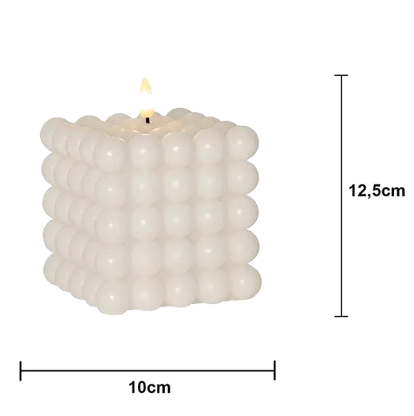 Blockljus LED Flamme Dot Vit 10x12,5cm