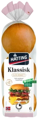 Gourmet Klassisk Hamburgerbrød 63gx6stk Hatting