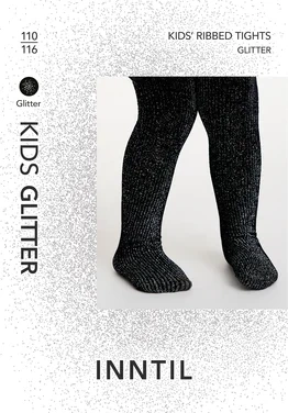 Kids' Tights, 60 den, Black/silver Glitter Rib, 110-116
