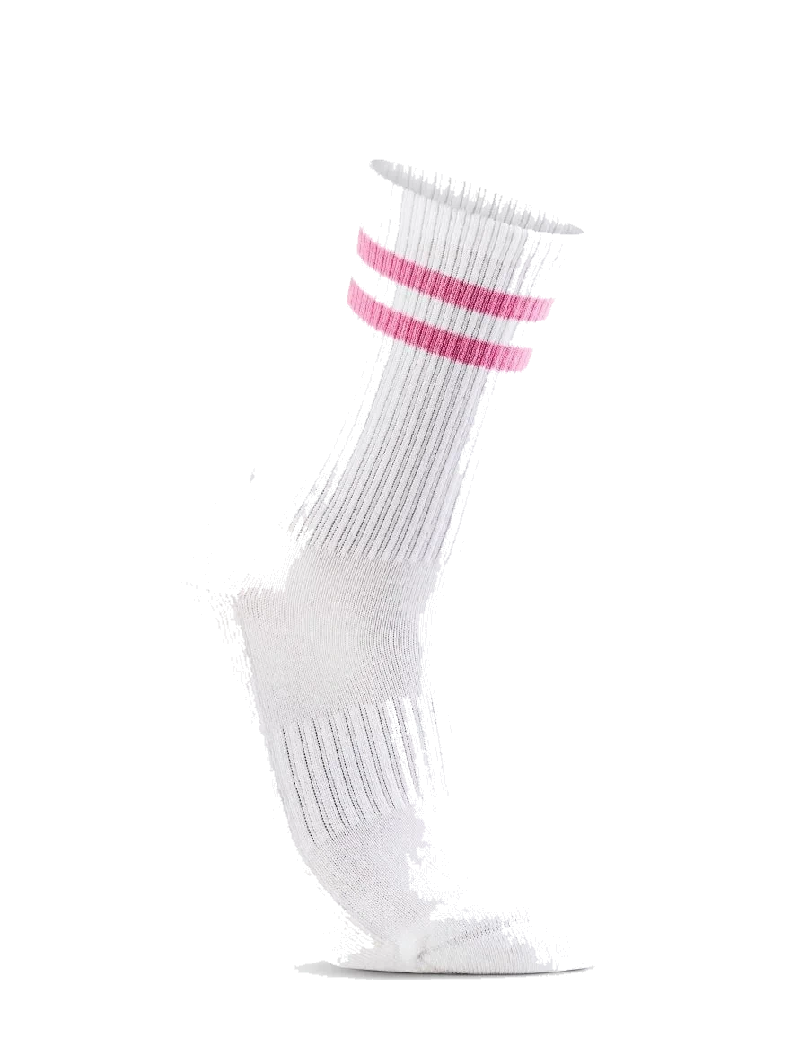 Bambusa Tennissokker Hvite med rosa striper 3-pakk 38-45