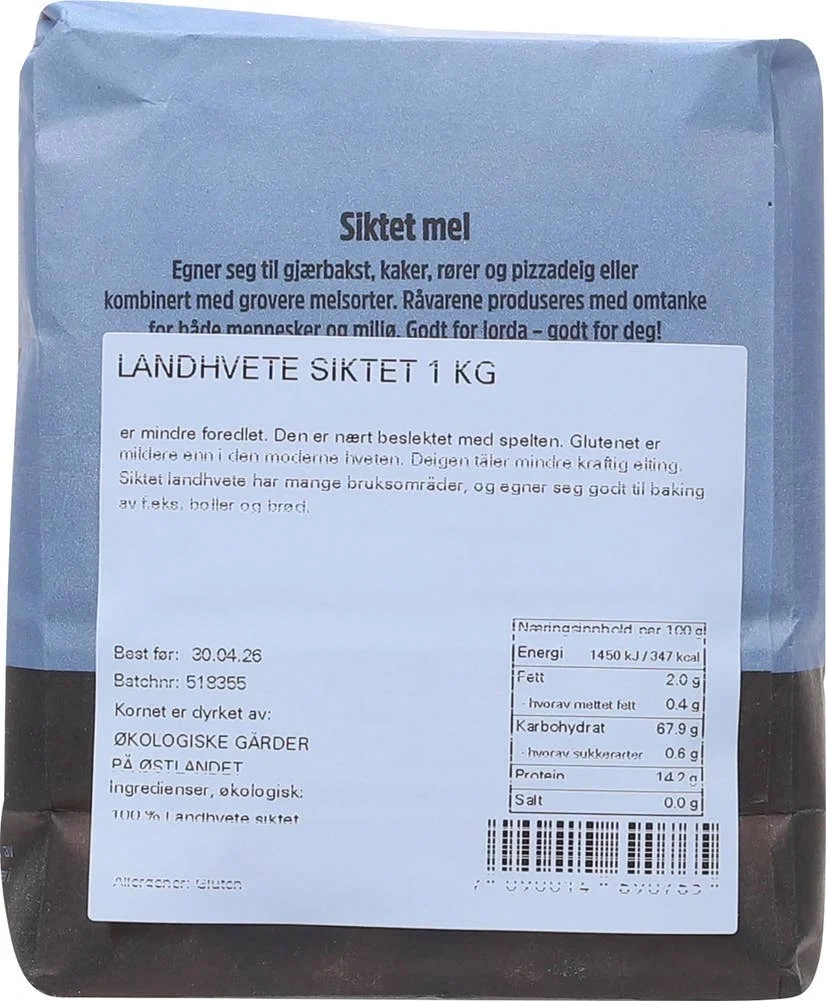 Økologisk landhvetemel
