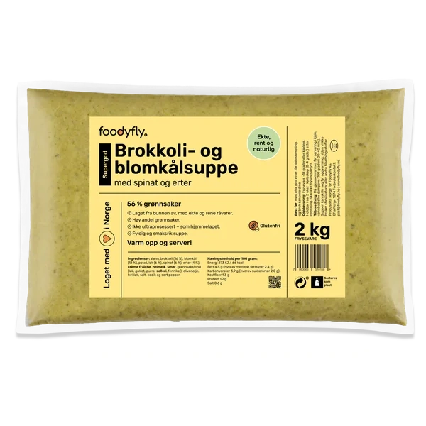 Brokkoli&Blomkål Suppe m/Spinat&Erter 2K