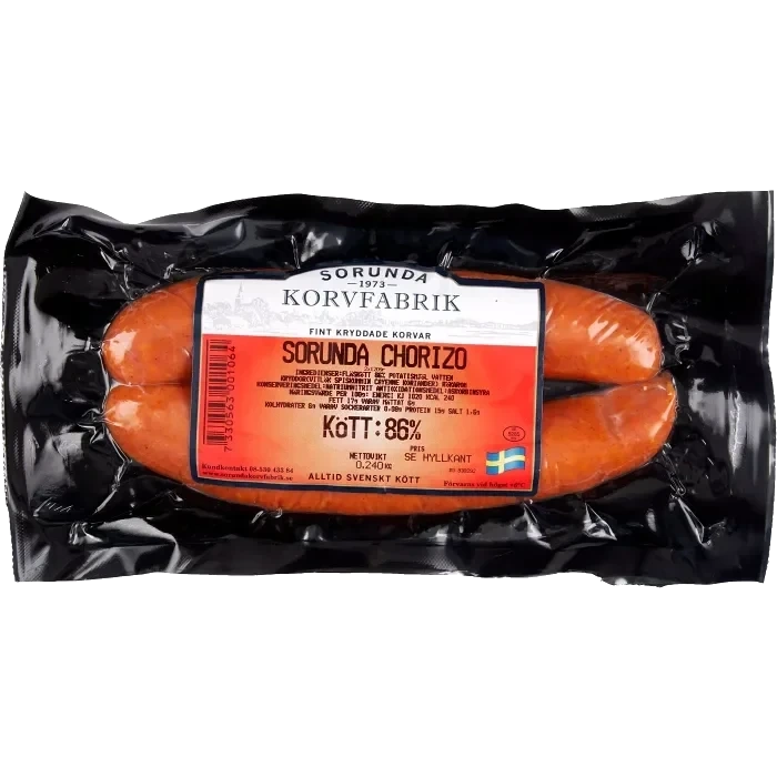 Chorizo 80% Kötthalt 240g Sorunda Korvfabrik