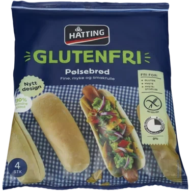 Pølsebrød Glutenfri 4stk 260g Hatting