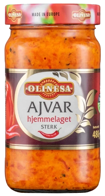 Ajvar Hjemmelaget Sterk 480g Olinesa