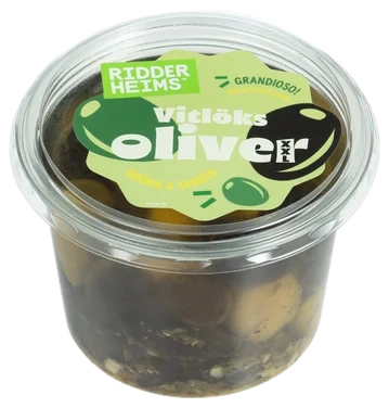 Italienske Oliven m/Hvitløk 470g Ridderheims