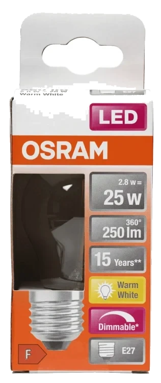 Lyspære Led Cl P 25 Klar Dim E27 Osram