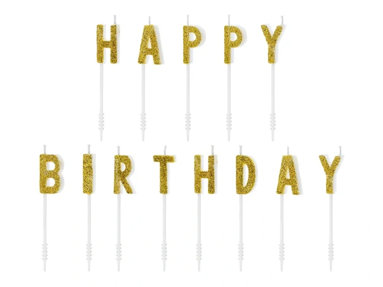 Kakelys Birthday Gull 2,5cm 13dl Partydeco