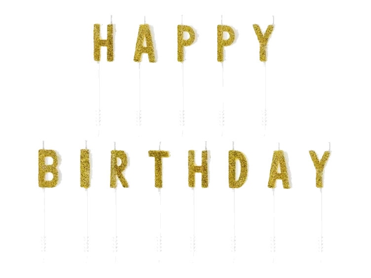 Kakelys Birthday Gull 2,5cm 13dl Partydeco