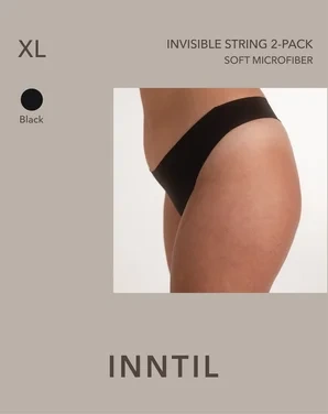 Women's Invisible String, 2-pk, Black, Xl