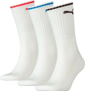 Puma Crew Sock Stripes 3pk Hvit 35/38