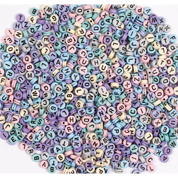 Alfabetperler Pastell 6,5x 6,5 Mm Ca750 Stk