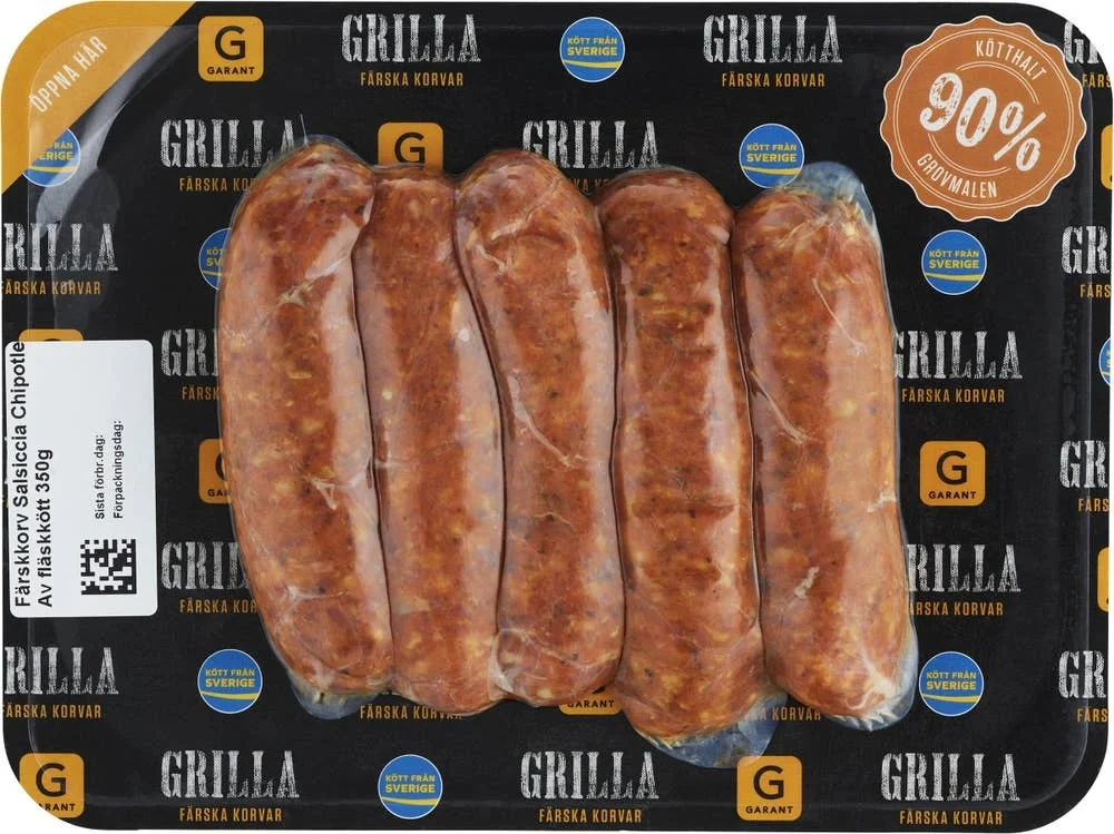 Färskkorv Salsiccia Chipotle Kötthalt 90% 5-p