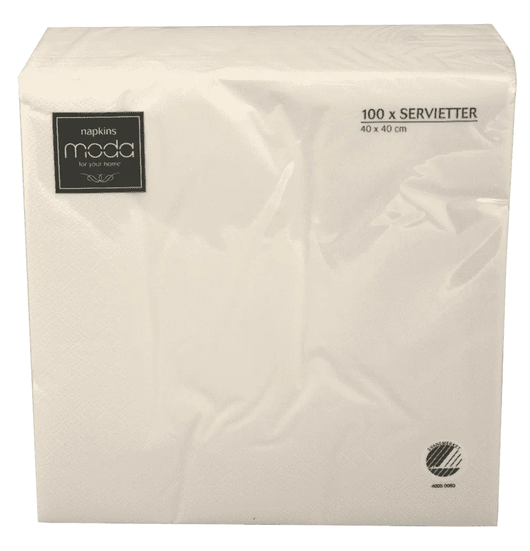 Moda Servietter Hvit 40cm 100stk