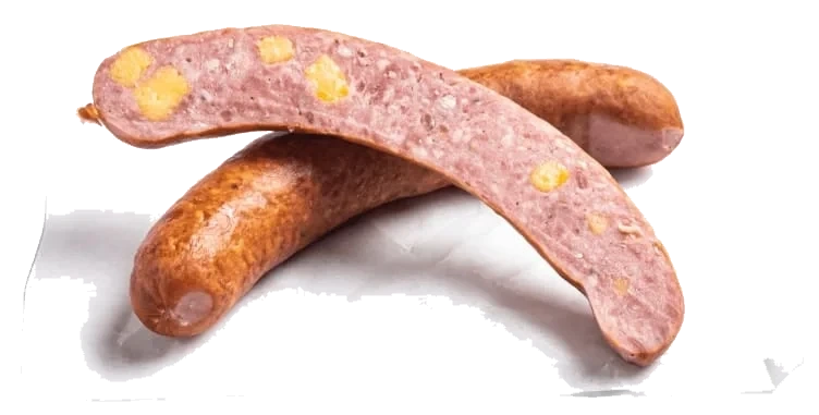 Røkt Anguspølse m/Cheddar&Pepperkorn 65g pr stykk